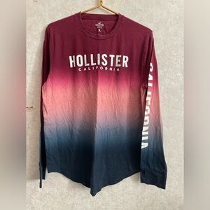 Hollister Burgundy and Navy Ombre Long Sleeve Tee